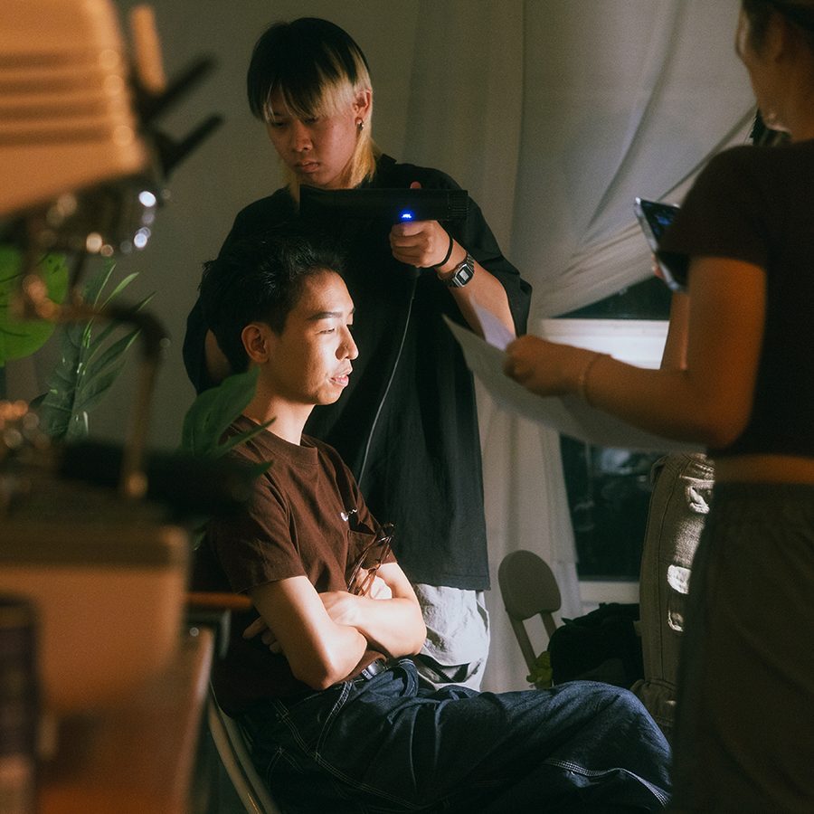 Filming a scene